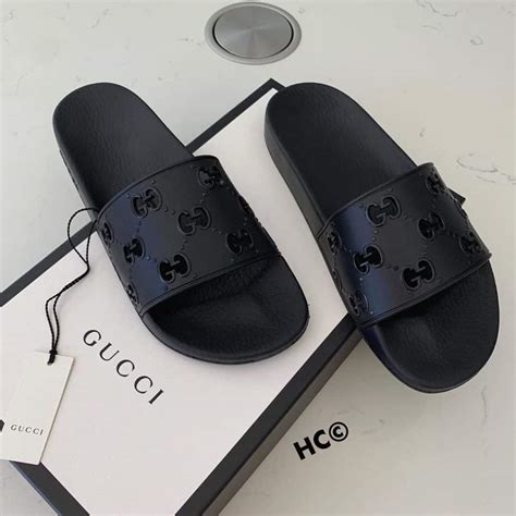 all black women's gucci slides|Gucci slides women strawberry.